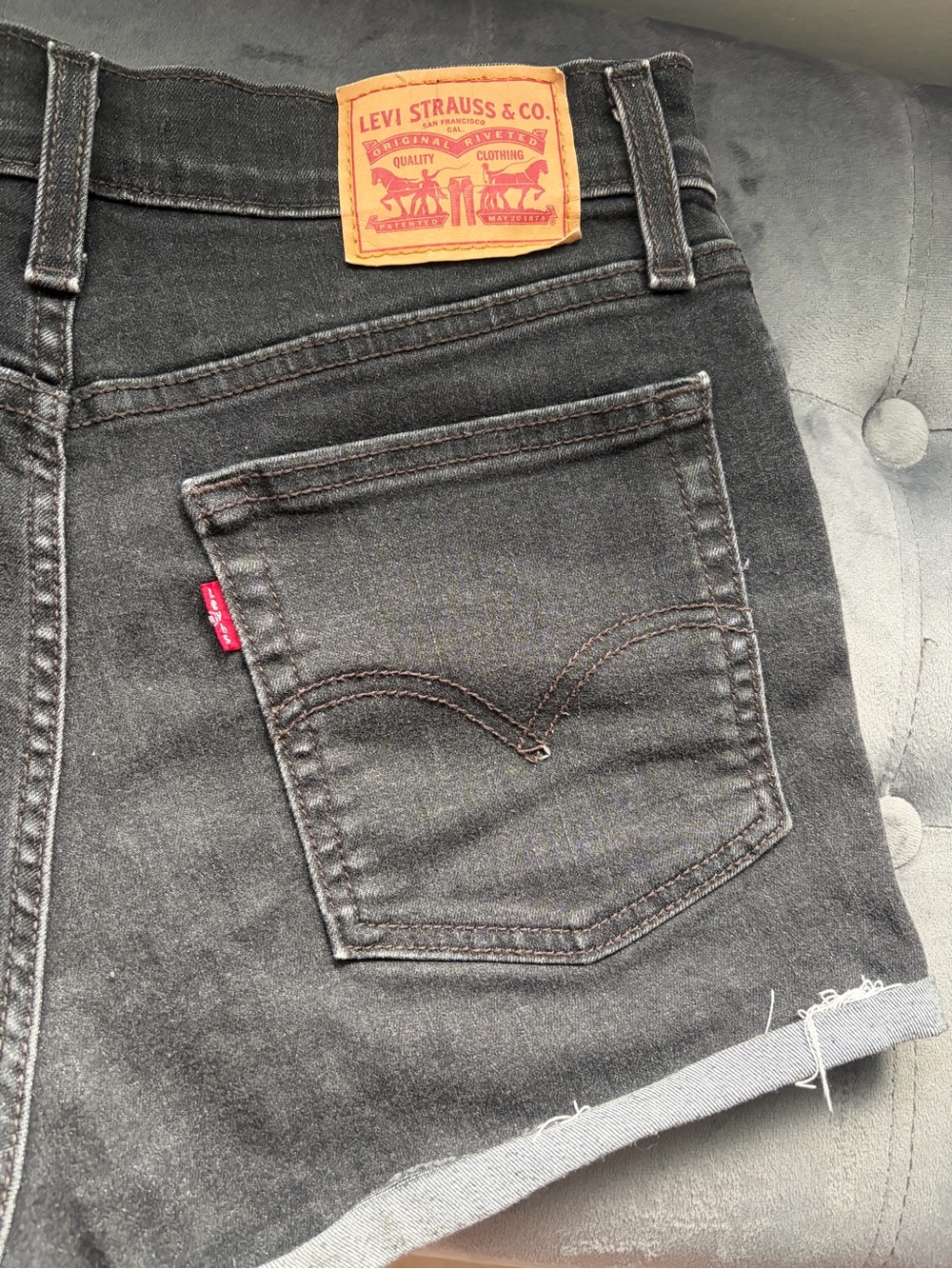 Levi's Black Washed High-Rise Denim Shorts